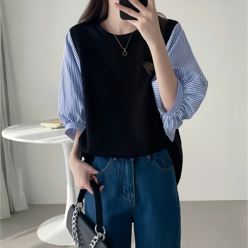 ブルー 	しま模様